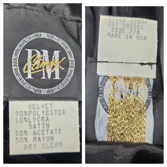 VTG Velvet Top Vtg Sz 7/8 Black Low Back Satin Bow Formal Goth M - Picture 9 of 16